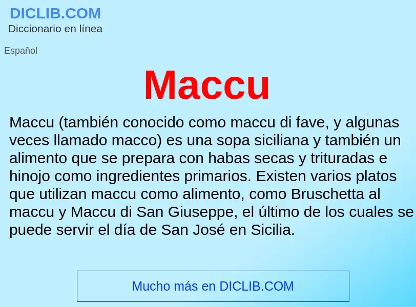 Wat is Maccu - definition