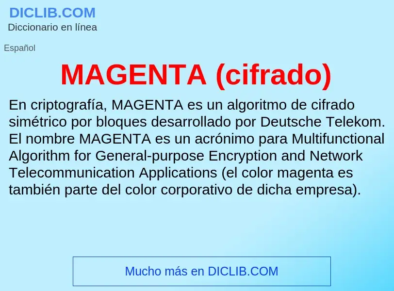 What is MAGENTA (cifrado) - meaning and definition