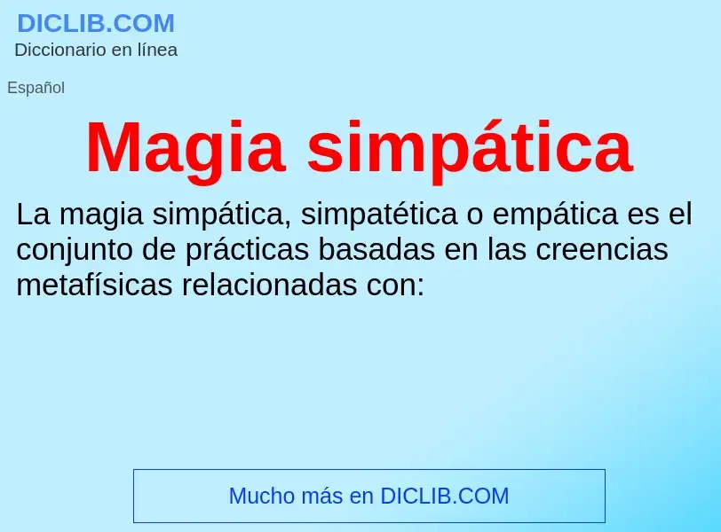 What is Magia simpática - meaning and definition