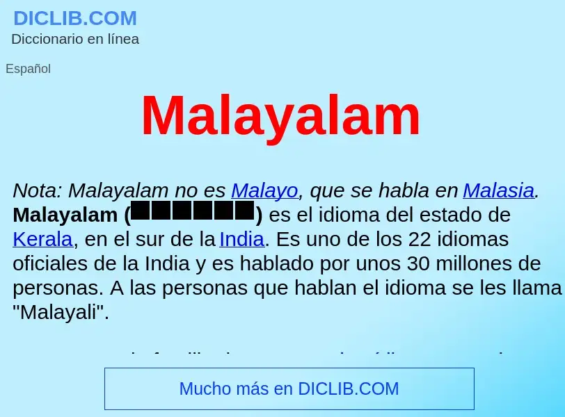 ¿Qué es Malayalam ? - significado y definición