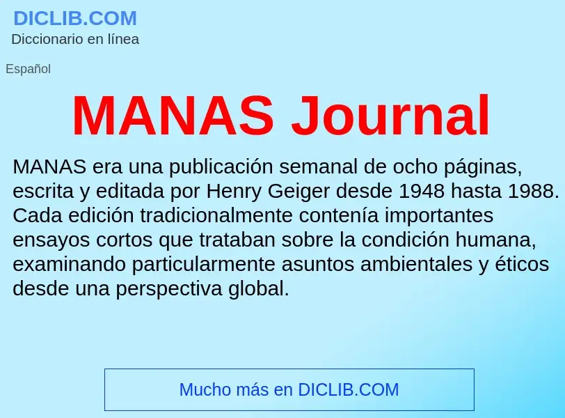 What is MANAS Journal - meaning and definition