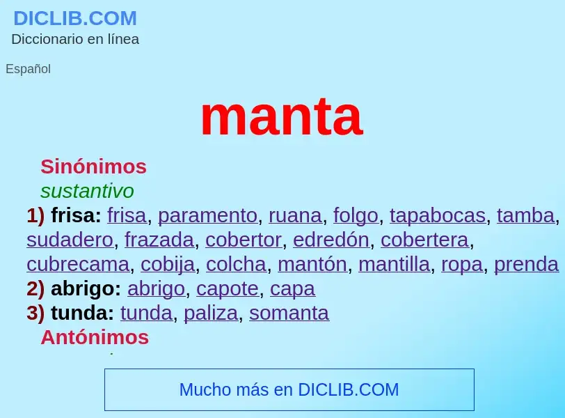 What is manta - meaning and definition