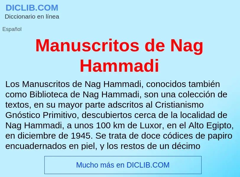 Τι είναι Manuscritos de Nag Hammadi - ορισμός