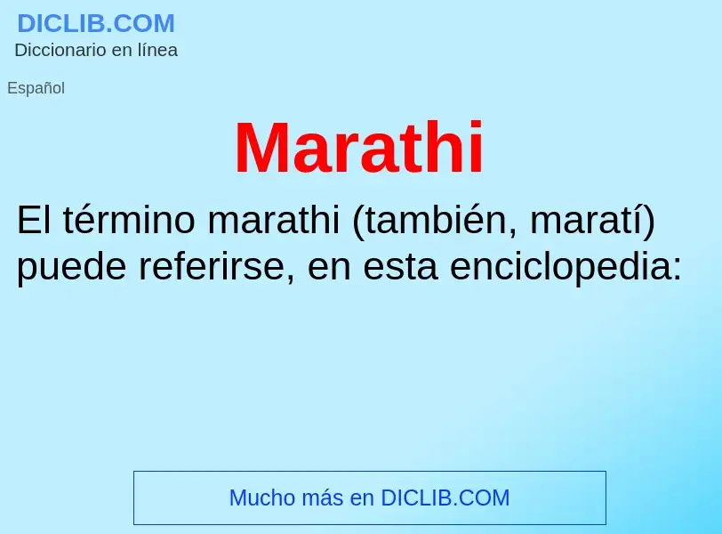 ¿Qué es Marathi? - significado y definición