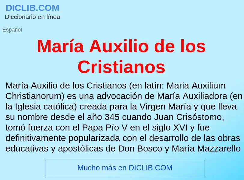 Was ist María Auxilio de los Cristianos - Definition