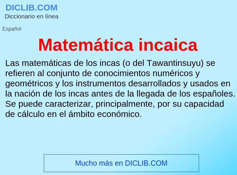 What is Matemática incaica - definition