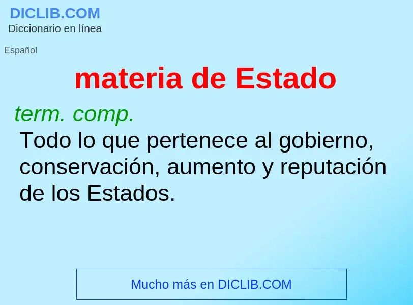 What is materia de Estado - definition