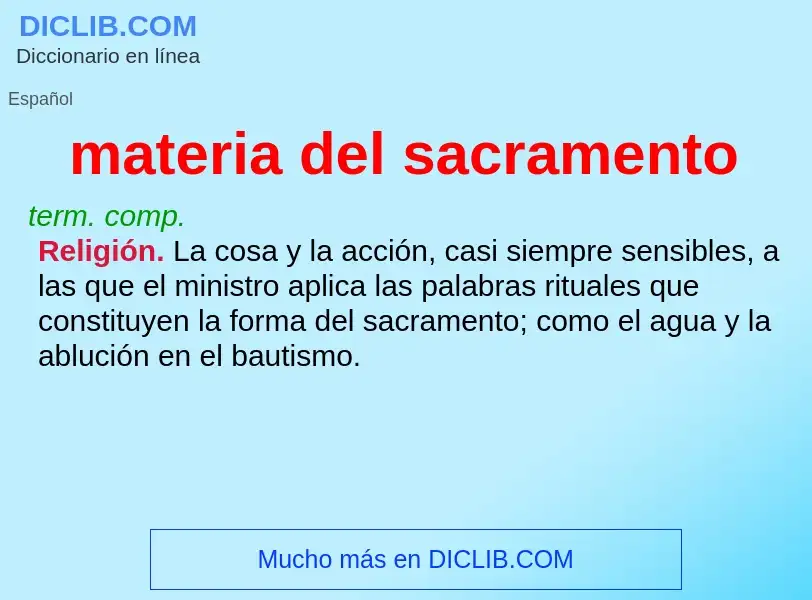 What is materia del sacramento - meaning and definition