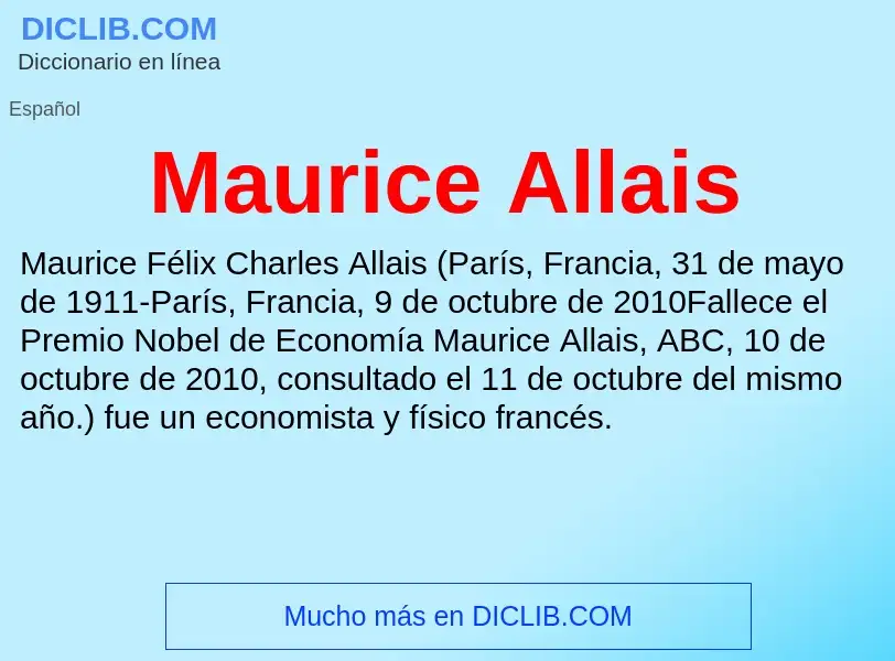 Qu'est-ce que Maurice Allais - définition