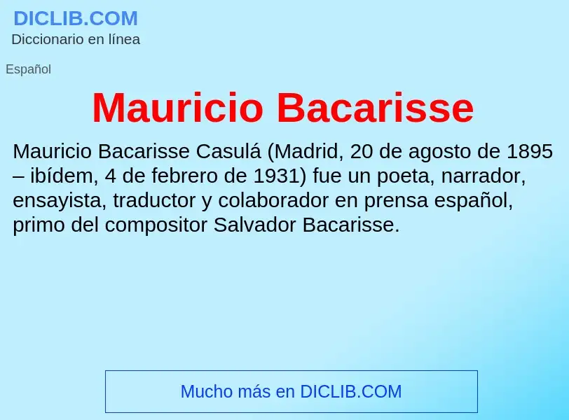 ¿Qué es Mauricio Bacarisse? - significado y definición