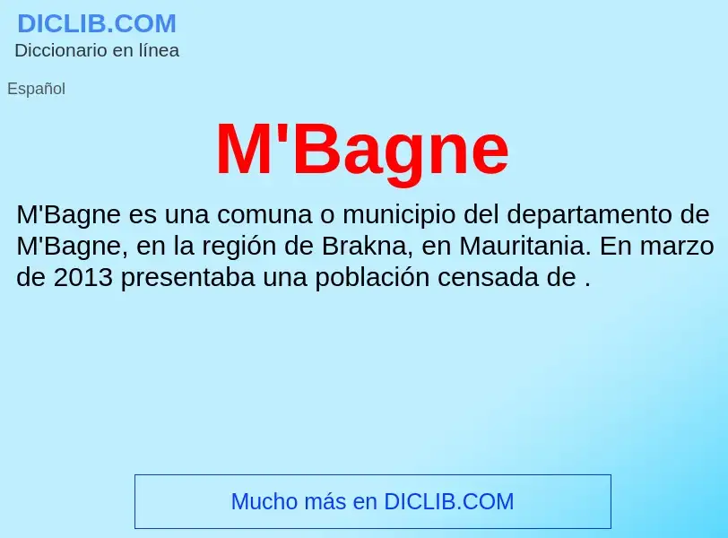 What is M'Bagne - meaning and definition