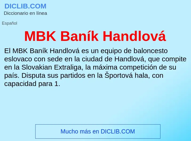 What is MBK Baník Handlová - meaning and definition