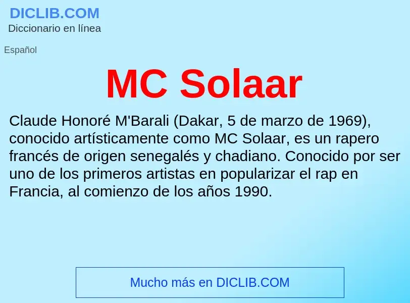 O que é MC Solaar - definição, significado, conceito