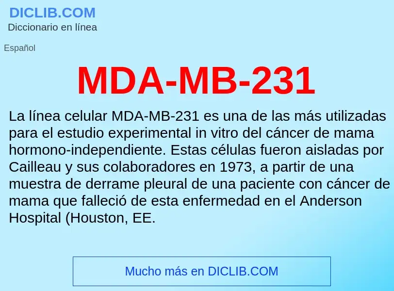 What is MDA-MB-231 - meaning and definition