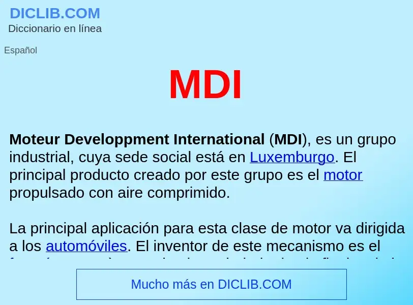 What is MDI  - meaning and definition