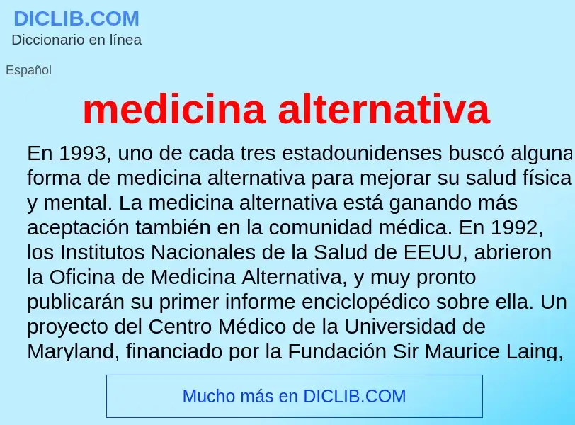 ¿Qué es medicina alternativa? - significado y definición