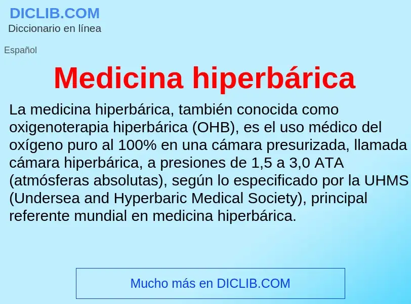 What is Medicina hiperbárica - definition