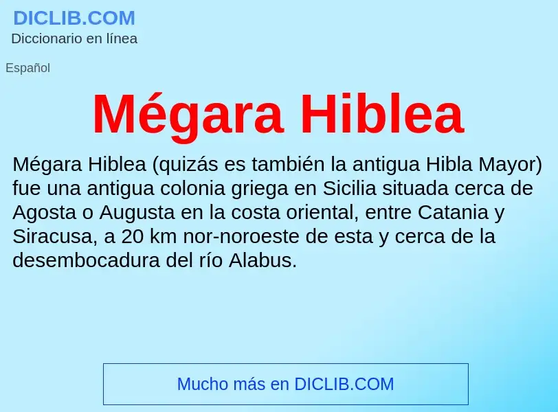 ¿Qué es Mégara Hiblea? - significado y definición