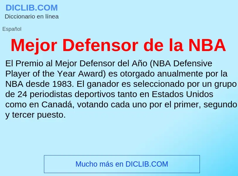 Что такое Mejor Defensor de la NBA - определение