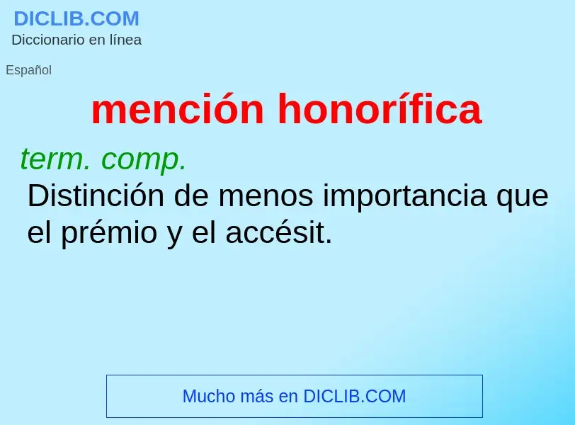 Wat is mención honorífica - definition