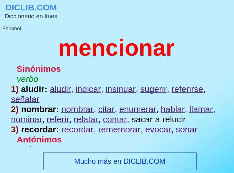 What is mencionar - meaning and definition