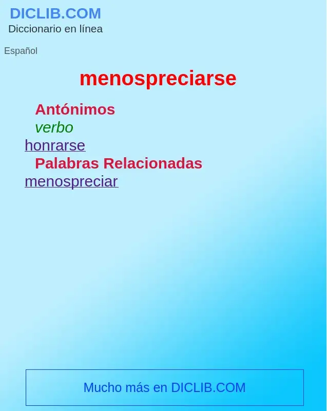 What is menospreciarse - definition