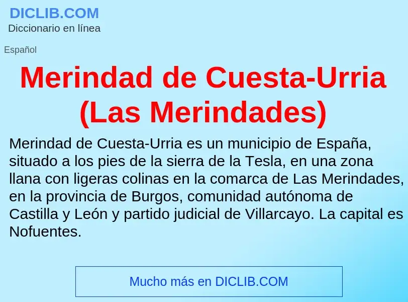 ¿Qué es Merindad de Cuesta-Urria (Las Merindades)? - significado y definición