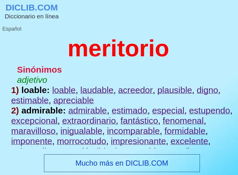 What is meritorio - meaning and definition