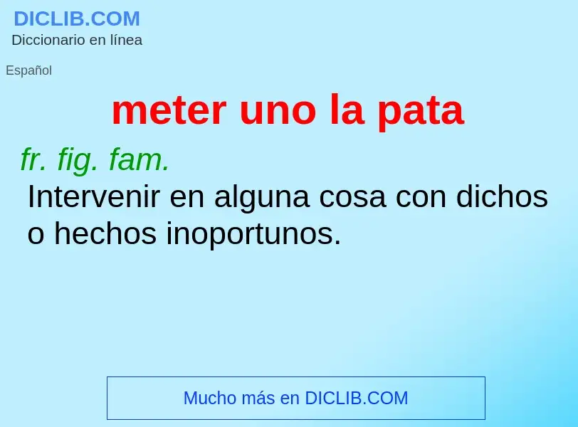 O que é meter uno la pata - definição, significado, conceito