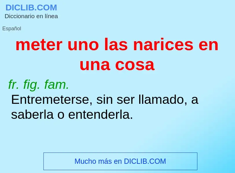 Wat is meter uno las narices en una cosa - definition