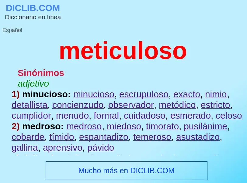 What is meticuloso - meaning and definition