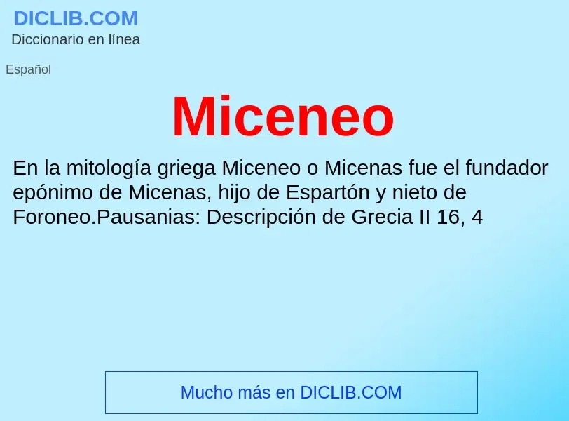 ¿Qué es Miceneo? - significado y definición