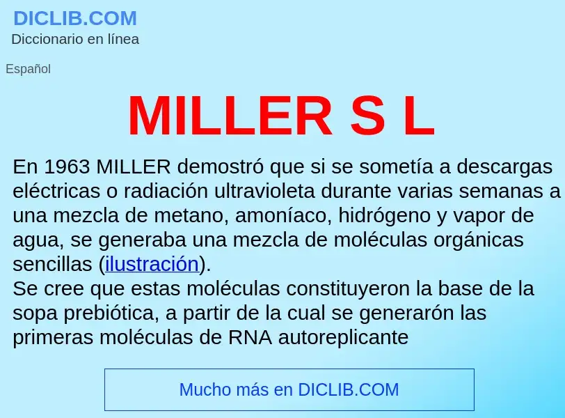 O que é MILLER  S L - definição, significado, conceito