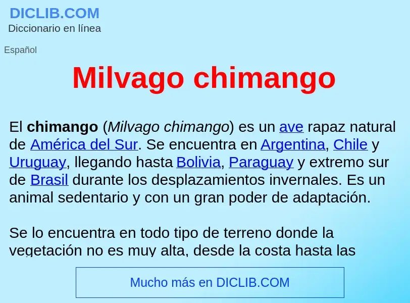 What is Milvago chimango  - meaning and definition