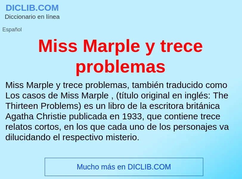 What is Miss Marple y trece problemas - definition