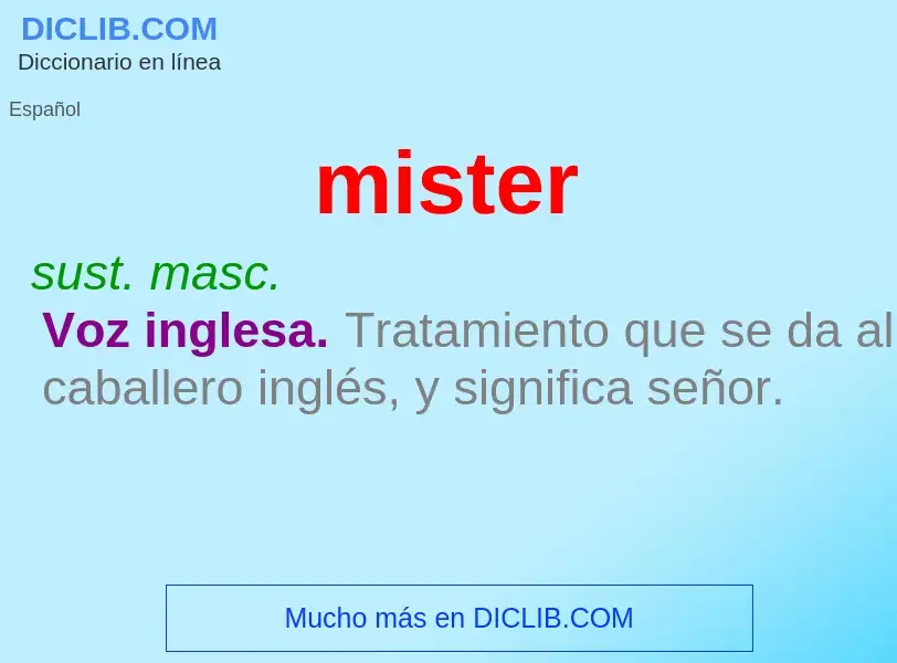 ¿Qué es mister? - significado y definición