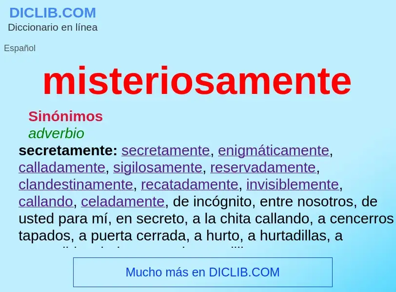 What is misteriosamente - meaning and definition