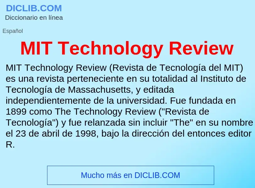 What is MIT Technology Review - meaning and definition