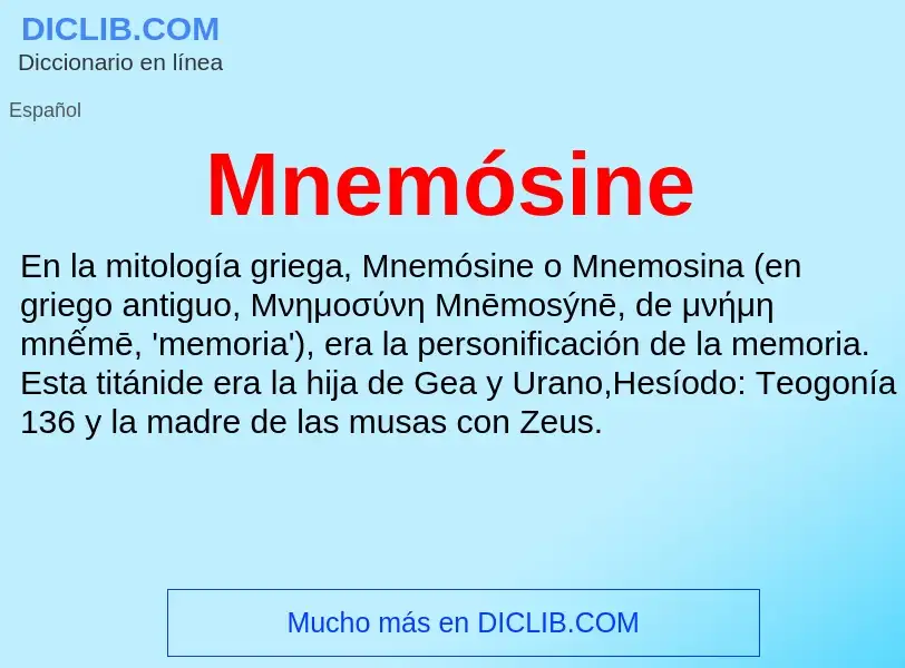 ¿Qué es Mnemósine? - significado y definición