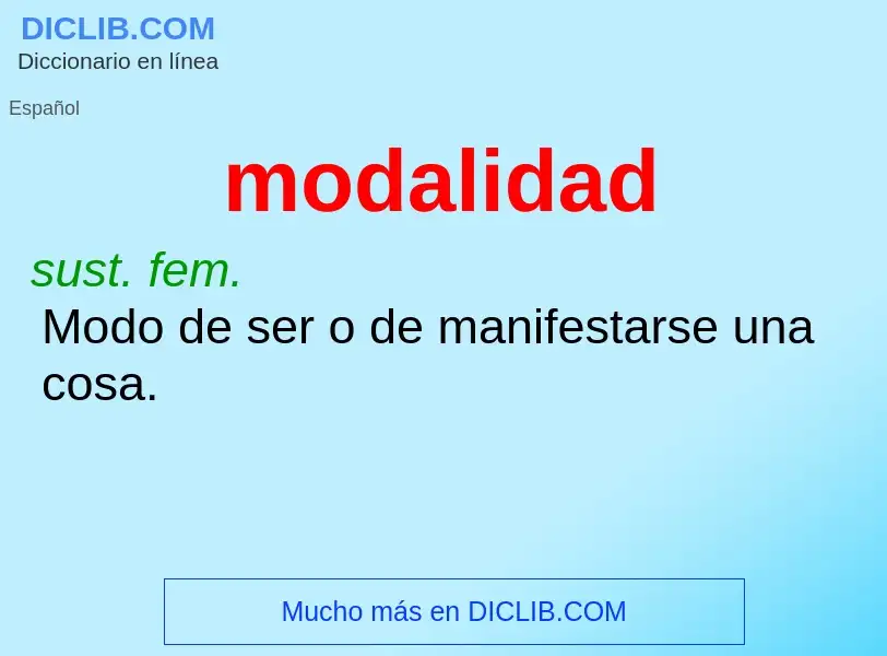 Wat is modalidad - definition