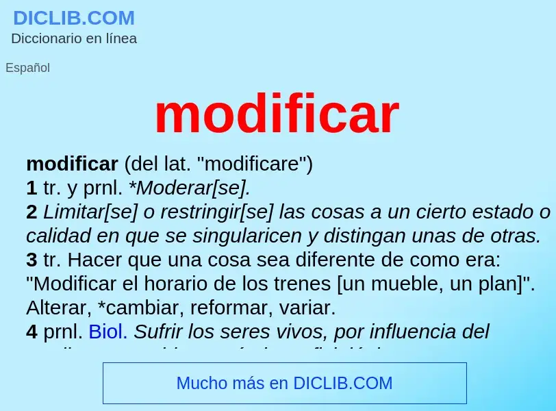 What is modificar - meaning and definition