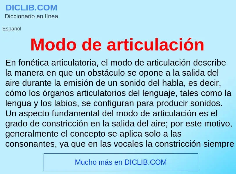 What is Modo de articulación - meaning and definition