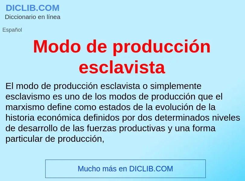 Wat is Modo de producción esclavista - definition