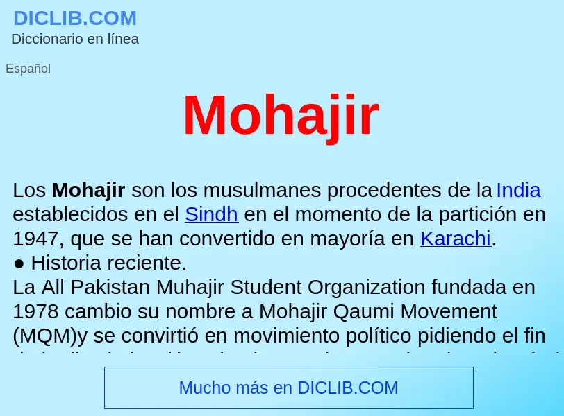 ¿Qué es Mohajir ? - significado y definición