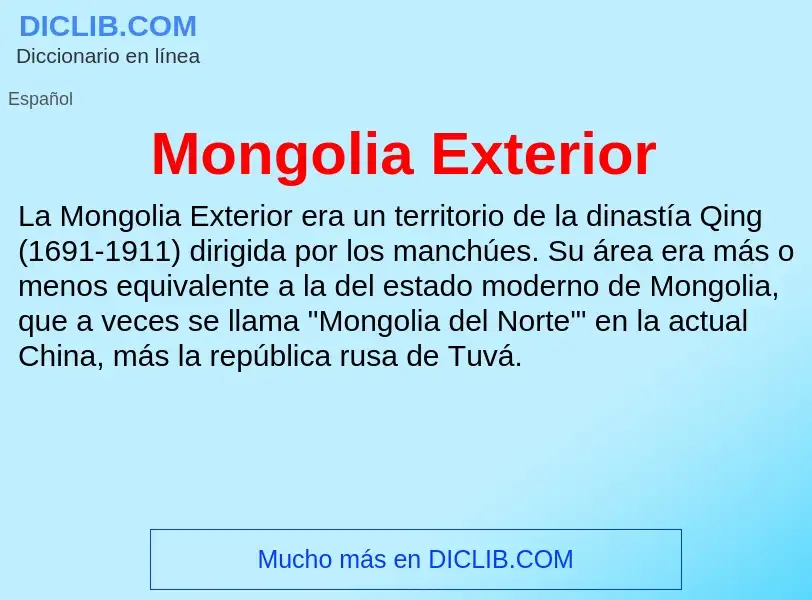 Что такое Mongolia Exterior - определение