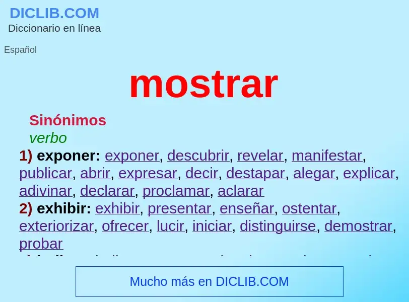 What is mostrar - definition