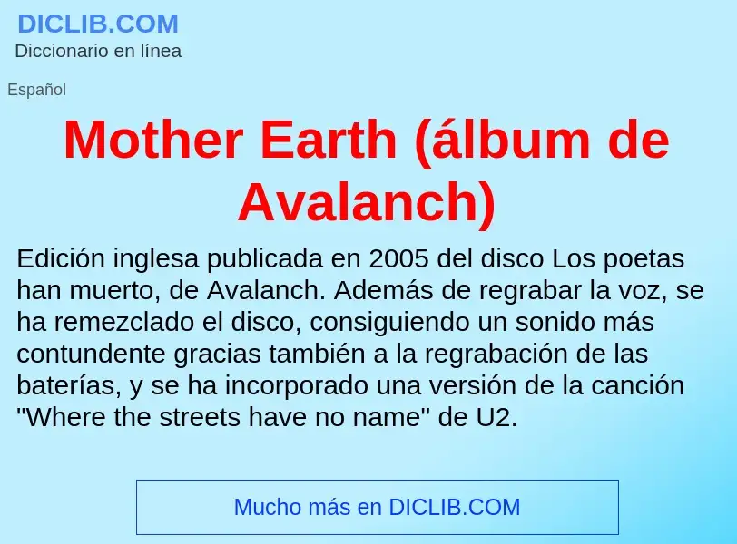 Что такое Mother Earth (álbum de Avalanch) - определение