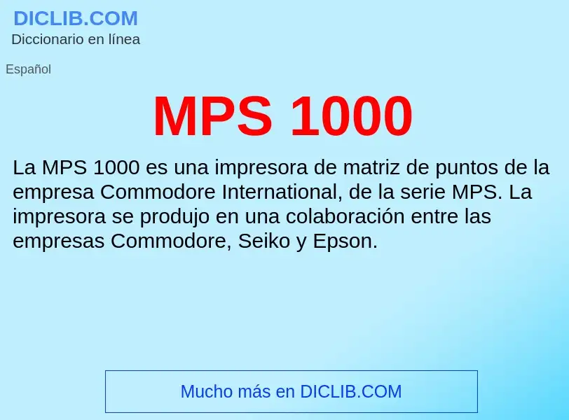 Wat is MPS 1000 - definition