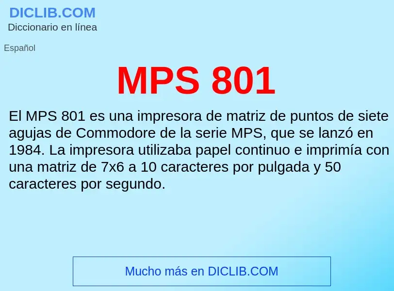 What is MPS 801 - meaning and definition