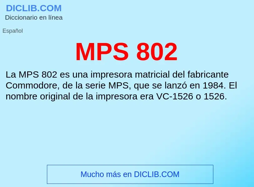 Wat is MPS 802 - definition